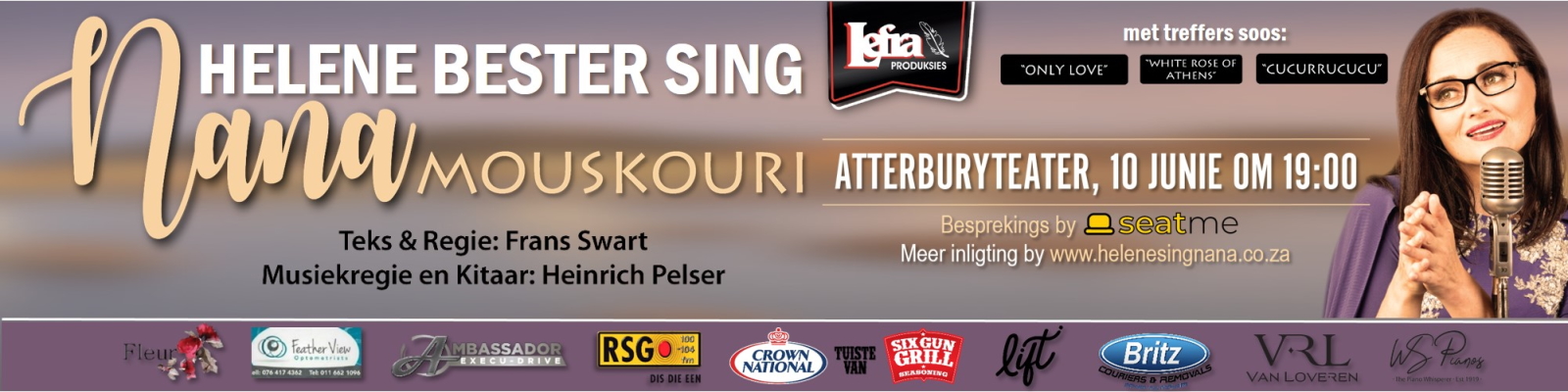 Helene Bester sing Nana Mouskouri 10 June | 19:00 | R180 - R230