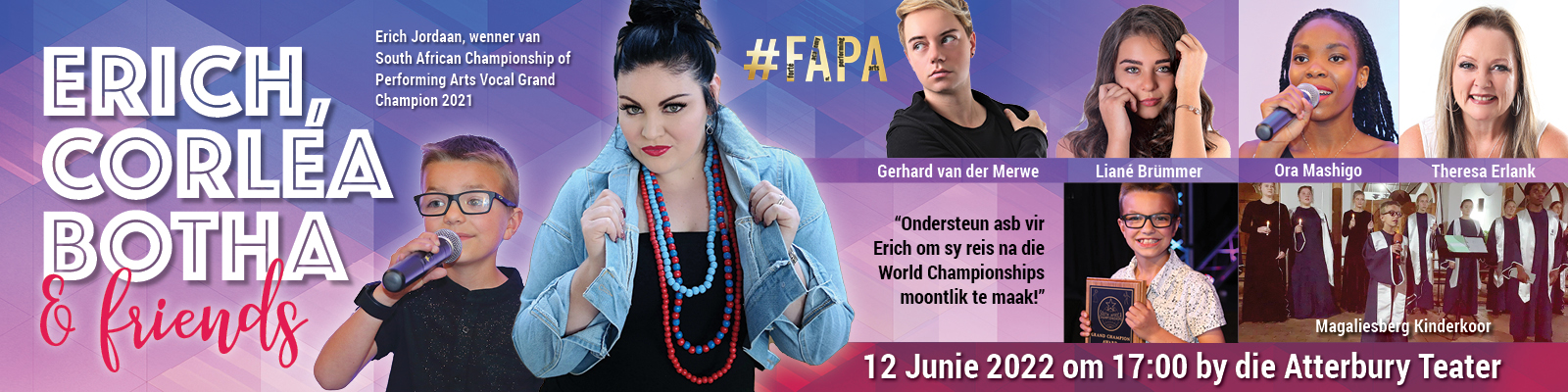 Erich, Corlea Botha & Friends 12 Junie | 17:00 | R195